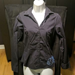 H&M Navy Octopus Button Up Collared Shirt